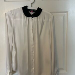 Vince Camuto White Blouse with Black Collar